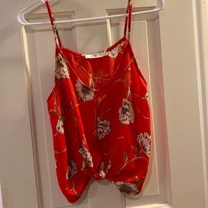 Light floral crop tank